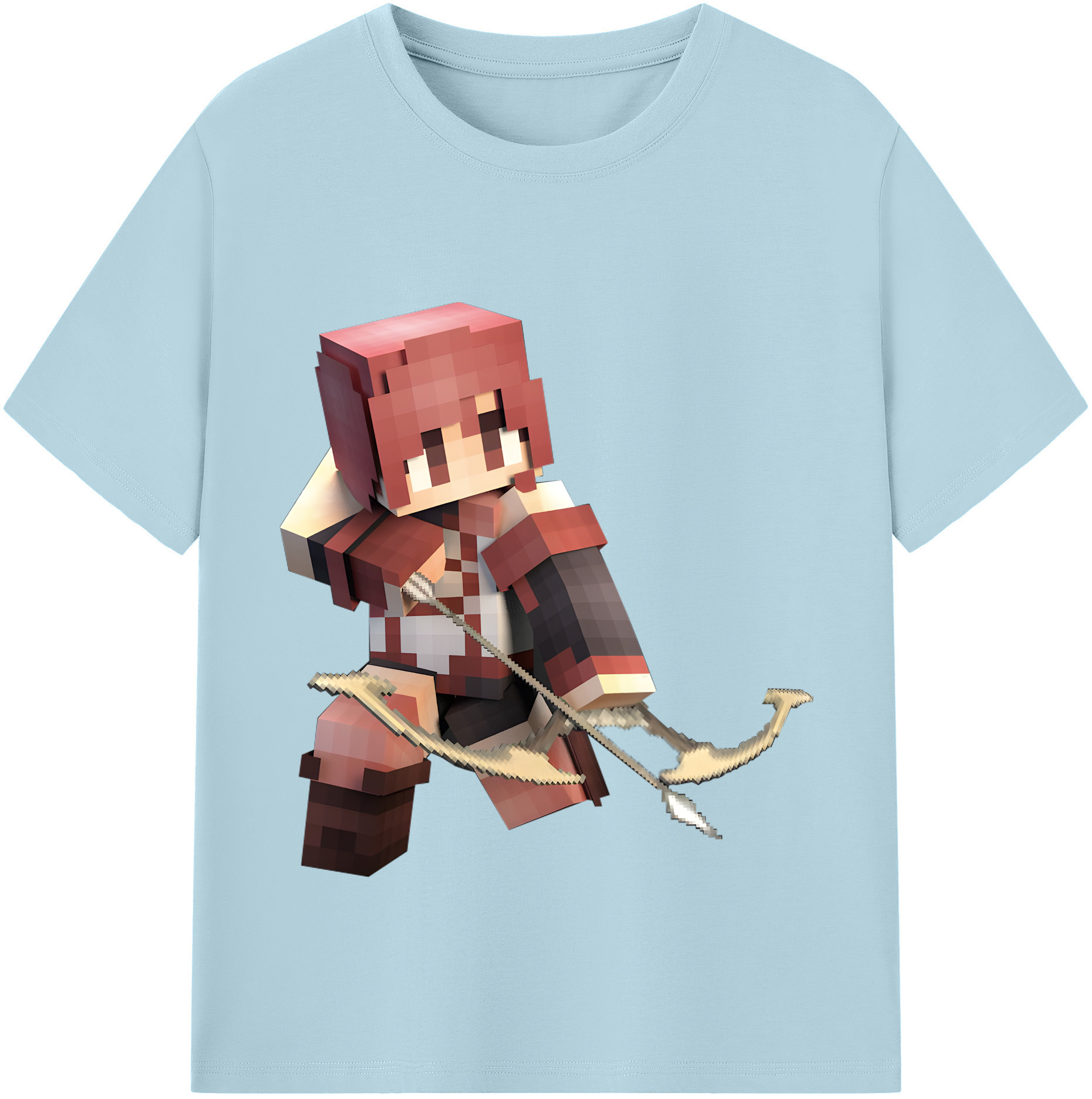 （画像用） マインクラフト ブロックの世界 Minecraft MC Block world 綿100％半袖Tシャツ（フロントプリント）